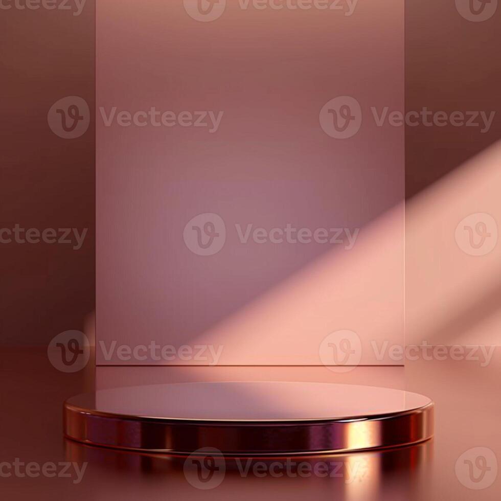 3d render of a round podium on a pink background photo