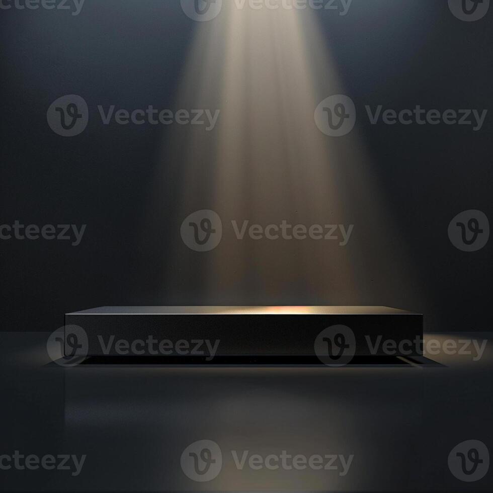 An empty stage with a spotlight shining on it photo