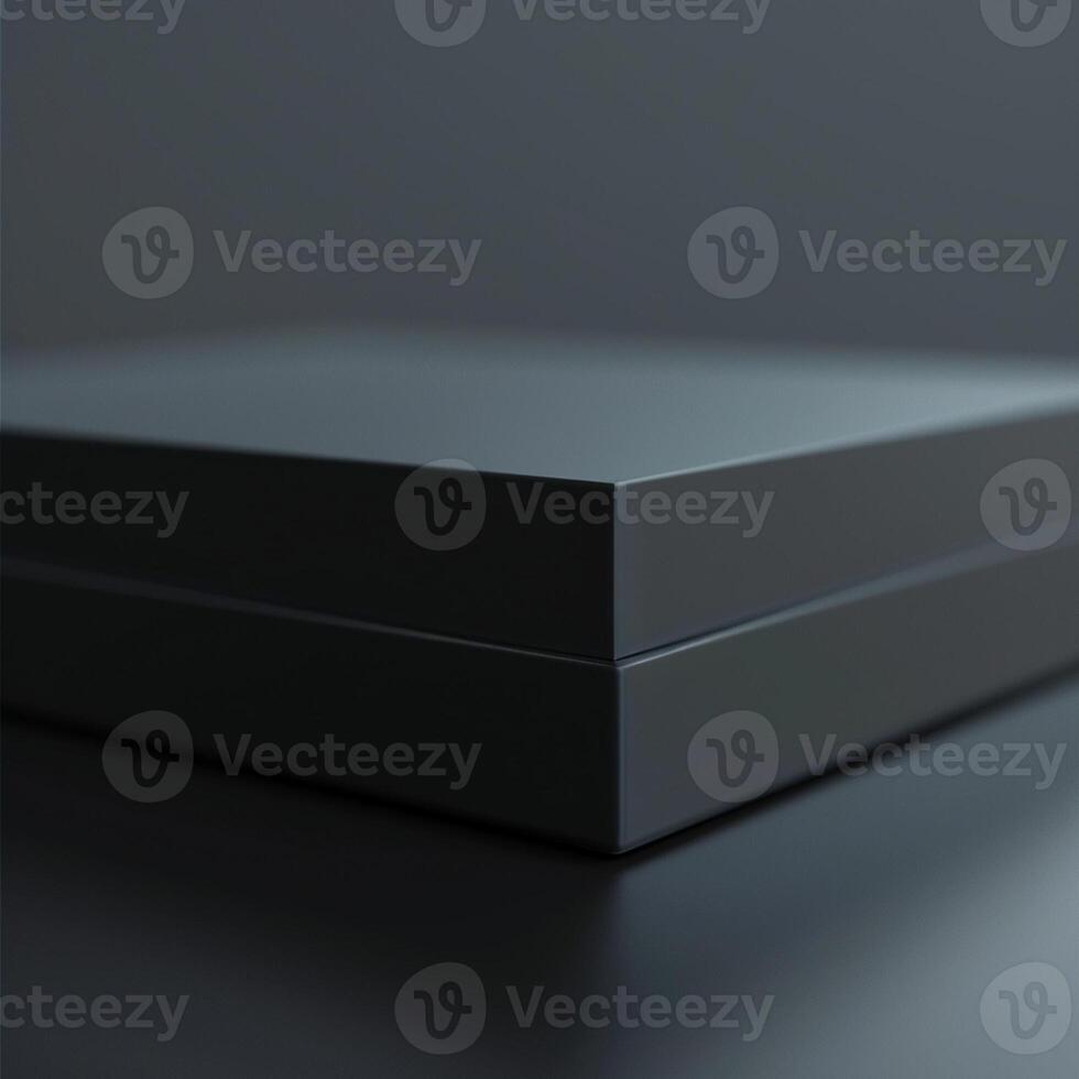 A black box sitting on a table with a reflection photo