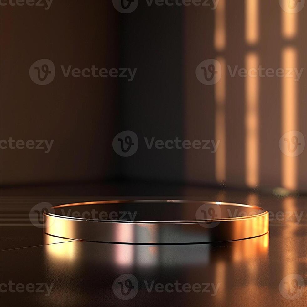 A round table with a light shining on it photo