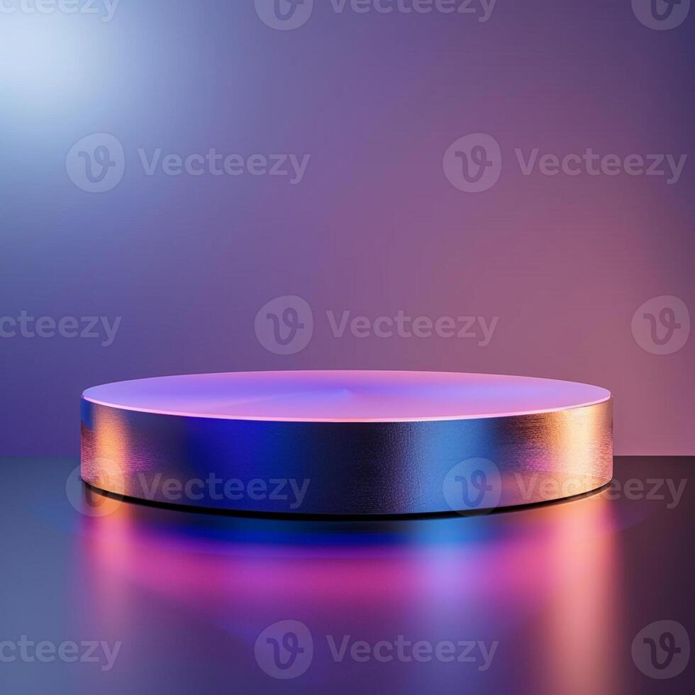 A round table with a colorful light on it photo