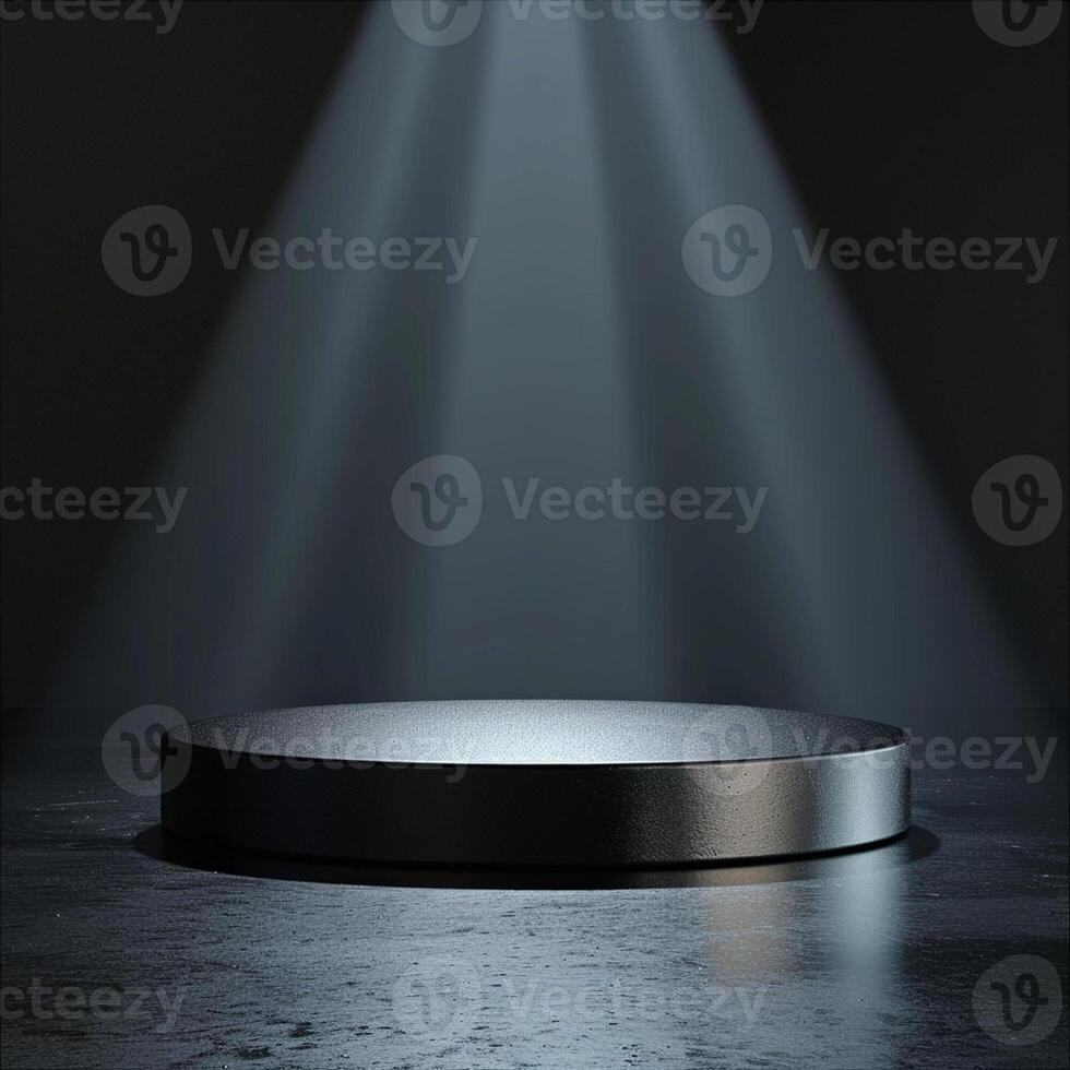 An empty podium with light shining from the top photo