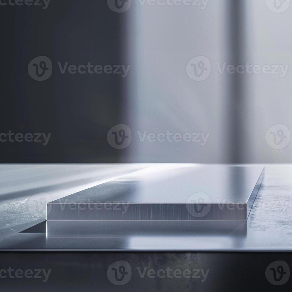 A metal sheet on a table in front of a window photo