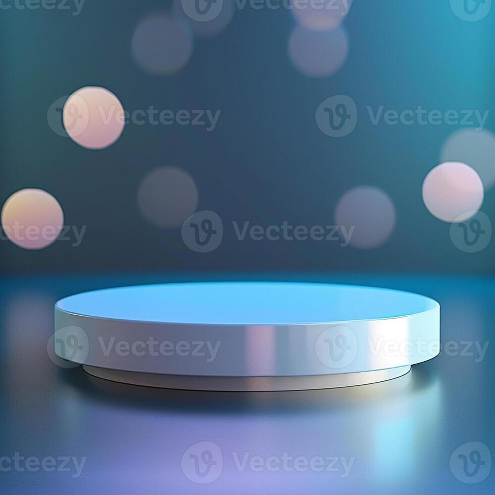 An empty round table with a light on it photo