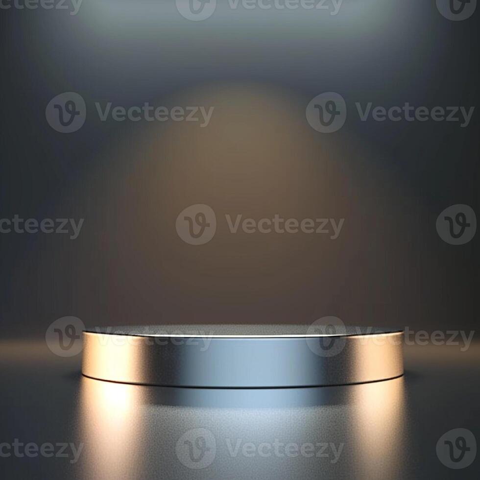 An empty podium on a dark surface with a spotlight photo