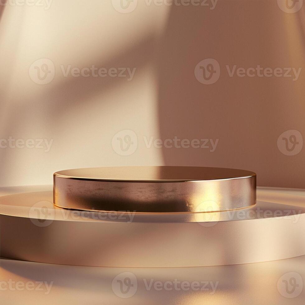 A golden round table on a white background photo