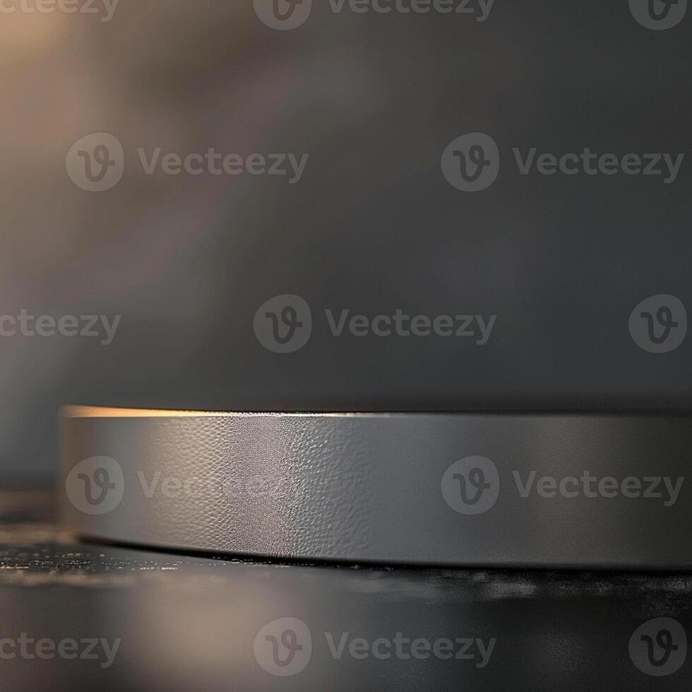 A close up of a metal plate on a table photo