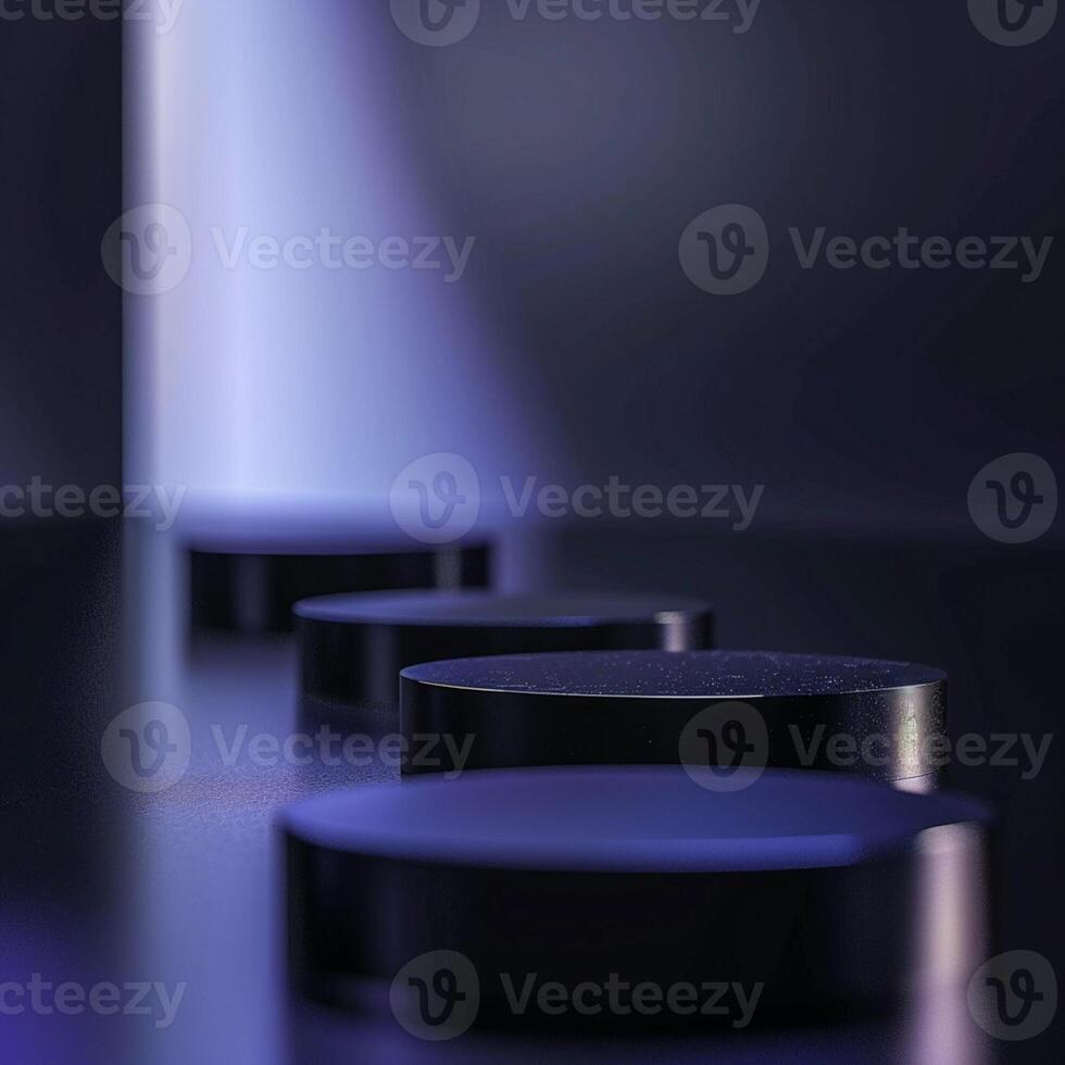 Three black round objects on a table photo