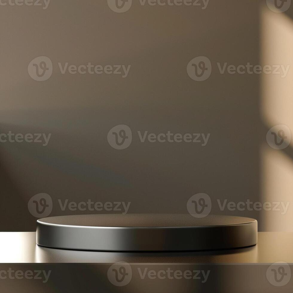 An empty black table with a light shining on it photo