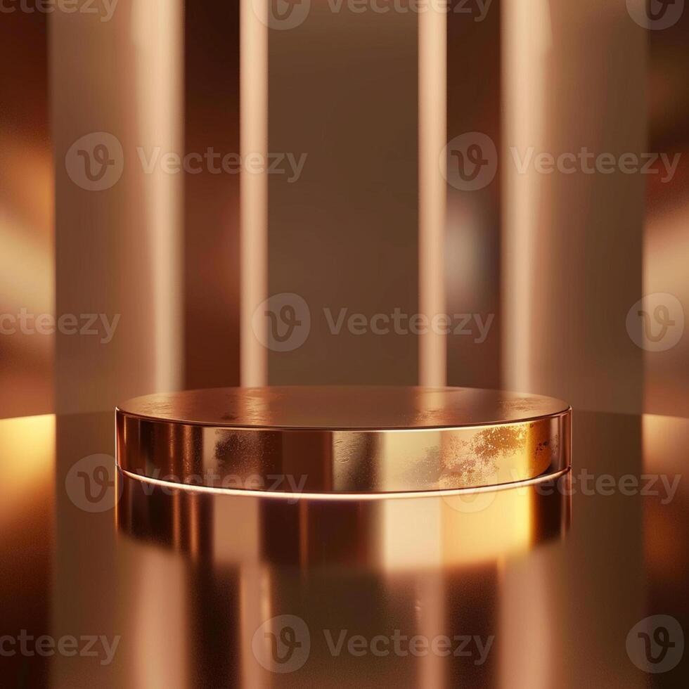 3d render of a round table in a shiny room photo