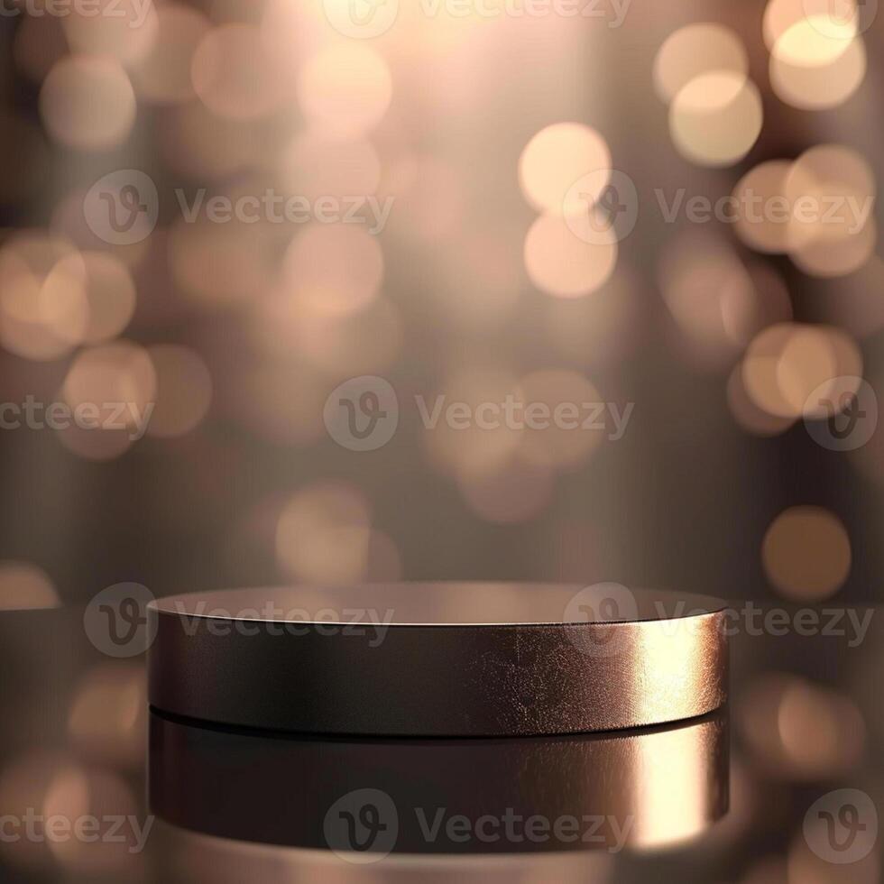 An empty podium on a table with a spotlight photo