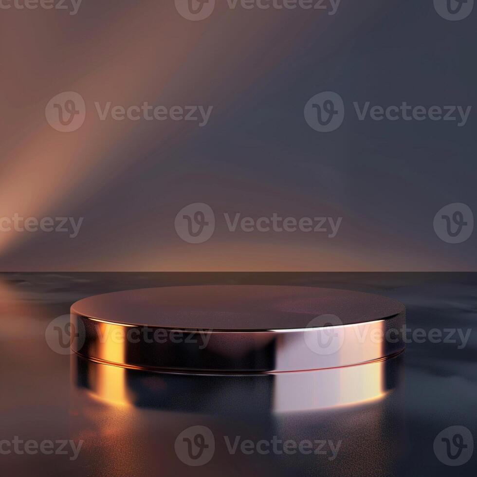 3d render of a round podium on a dark surface photo