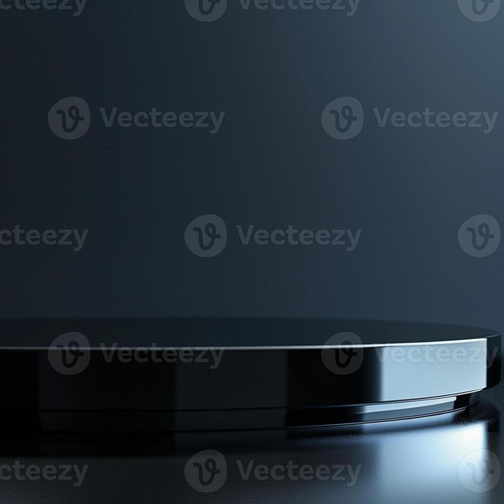 A black table with a circular top on it photo