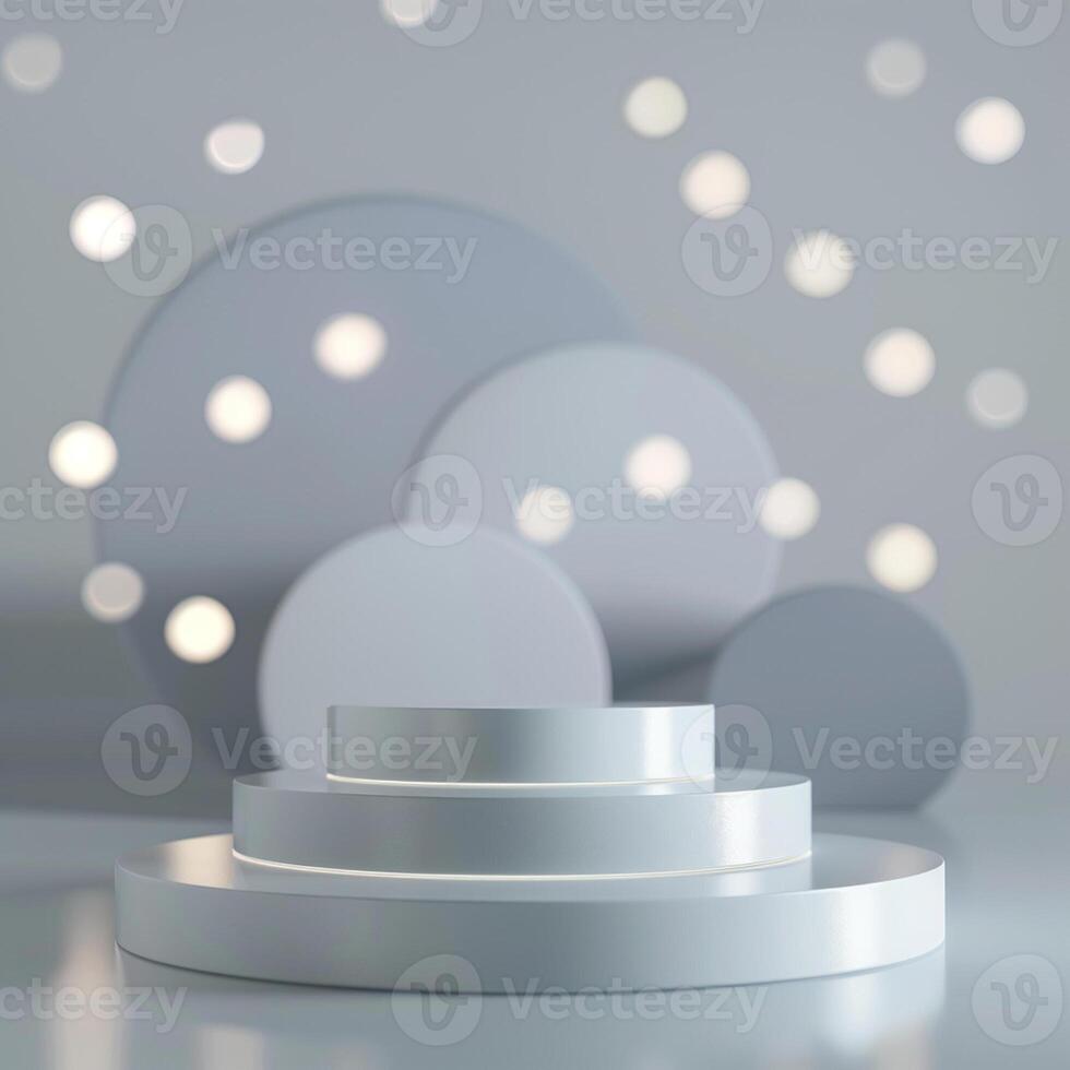 White pedestal with lights on a table photo