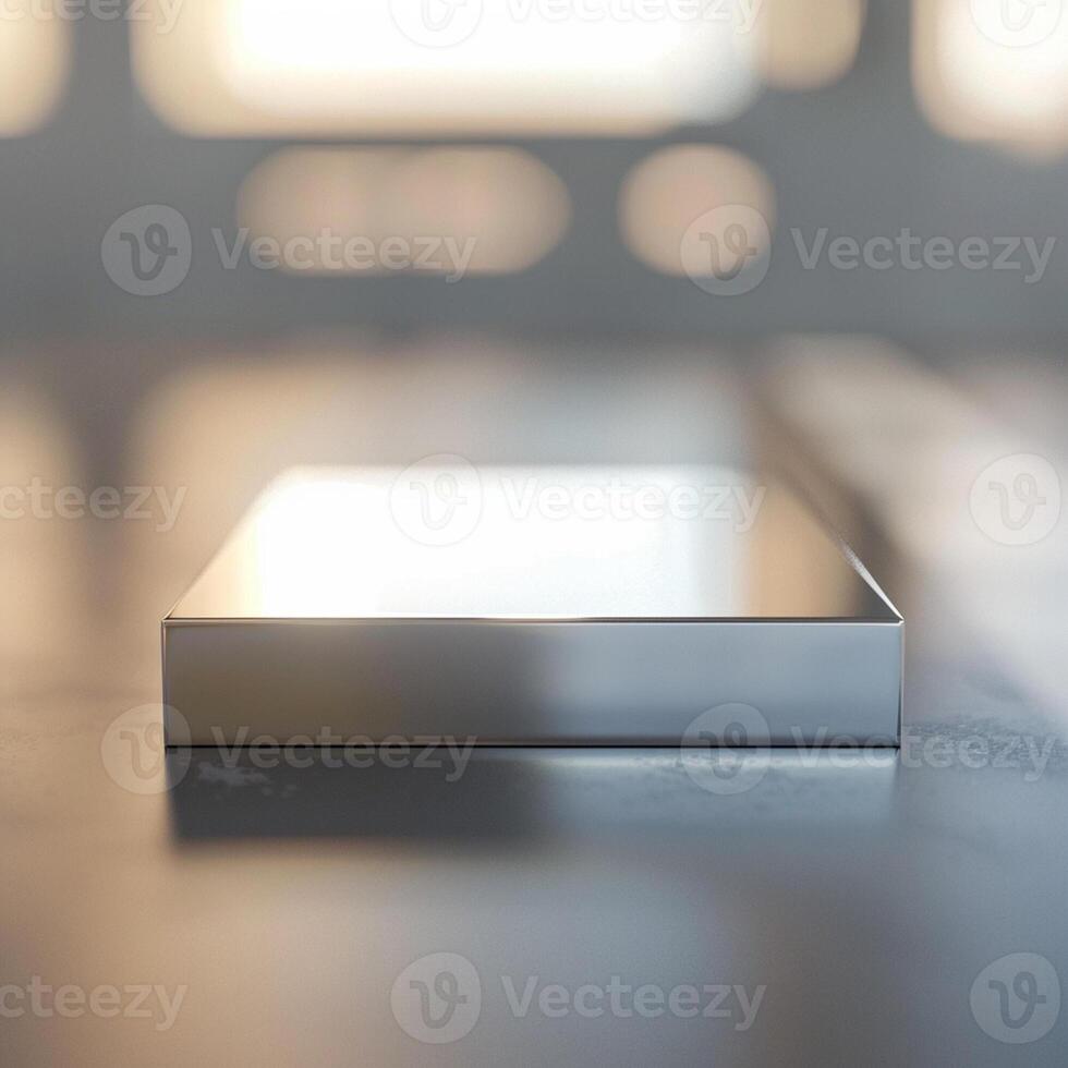 A silver box sitting on a table photo