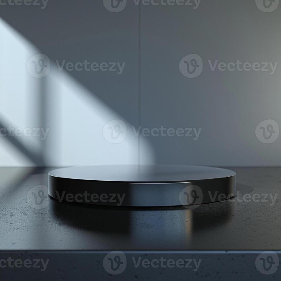 A black round object on a counter top photo