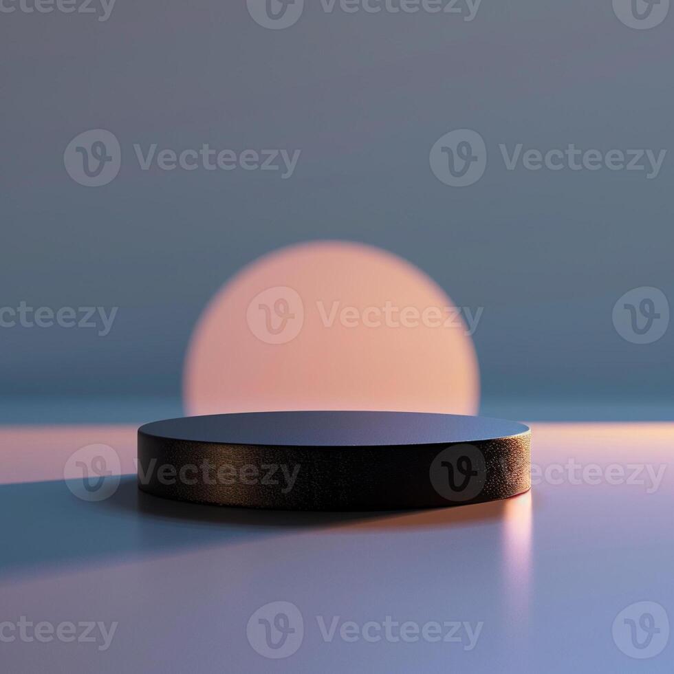 A black round table with a sun in the background photo
