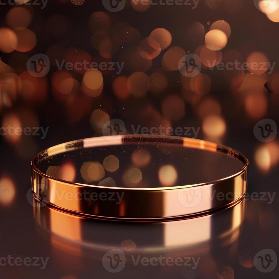 A shiny gold ring on a black background photo