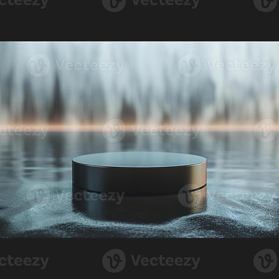 A black round object sitting on top of water photo