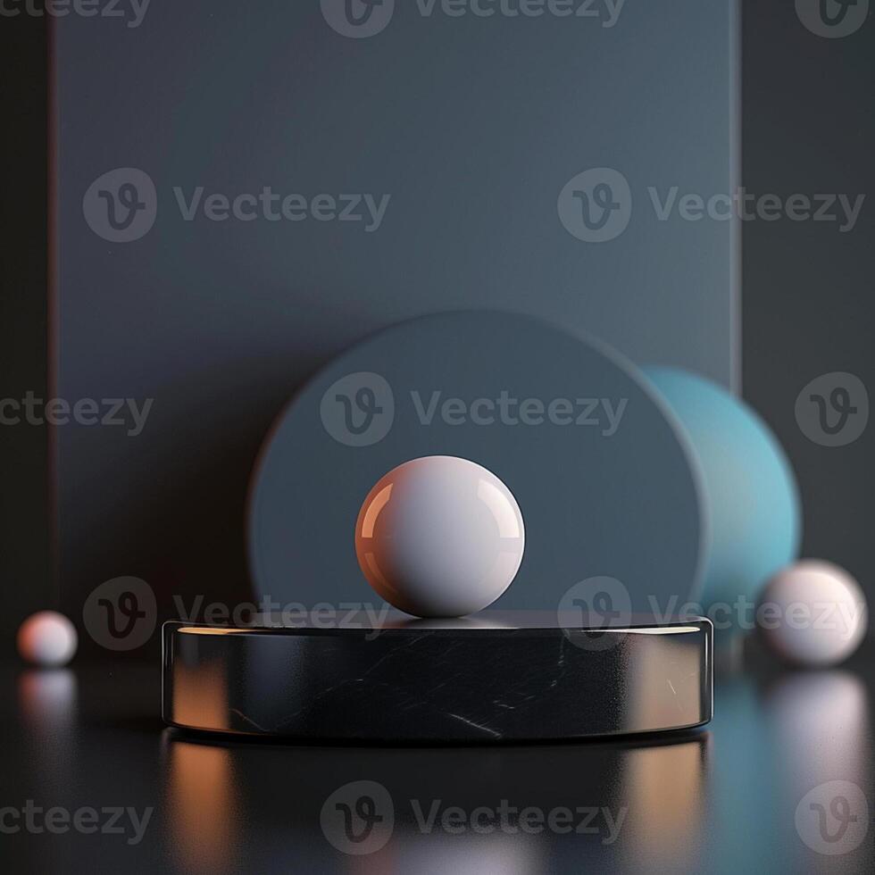 A white ball on top of a black stand photo
