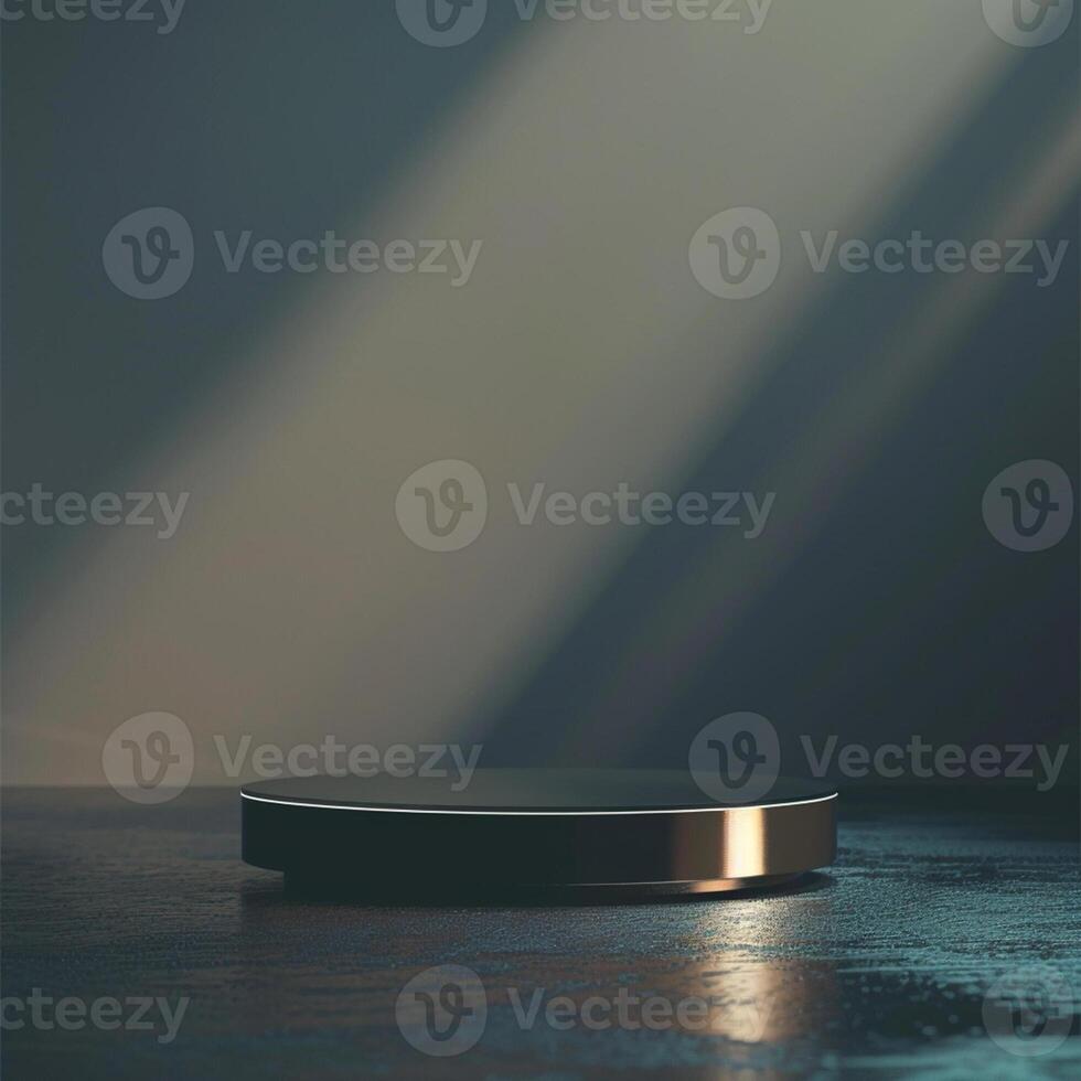 A black table with a light shining on it photo