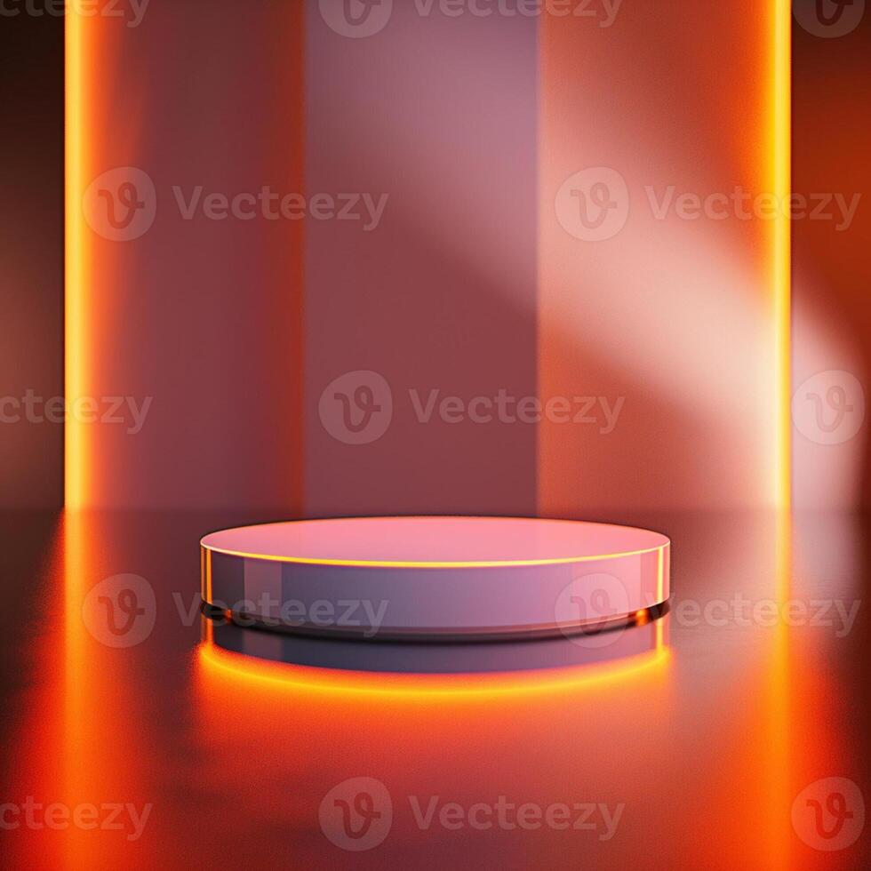 An empty podium with orange lights on it photo