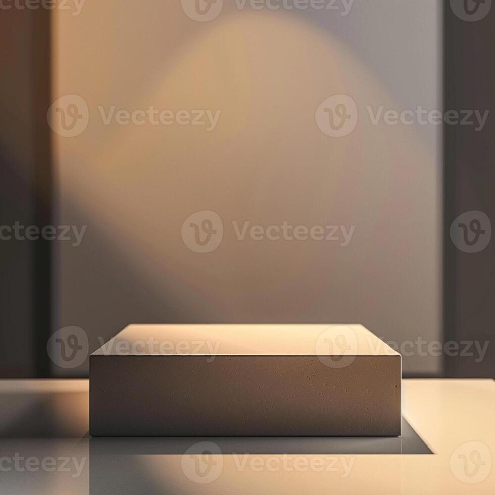 An empty box on a table in front of a wall photo