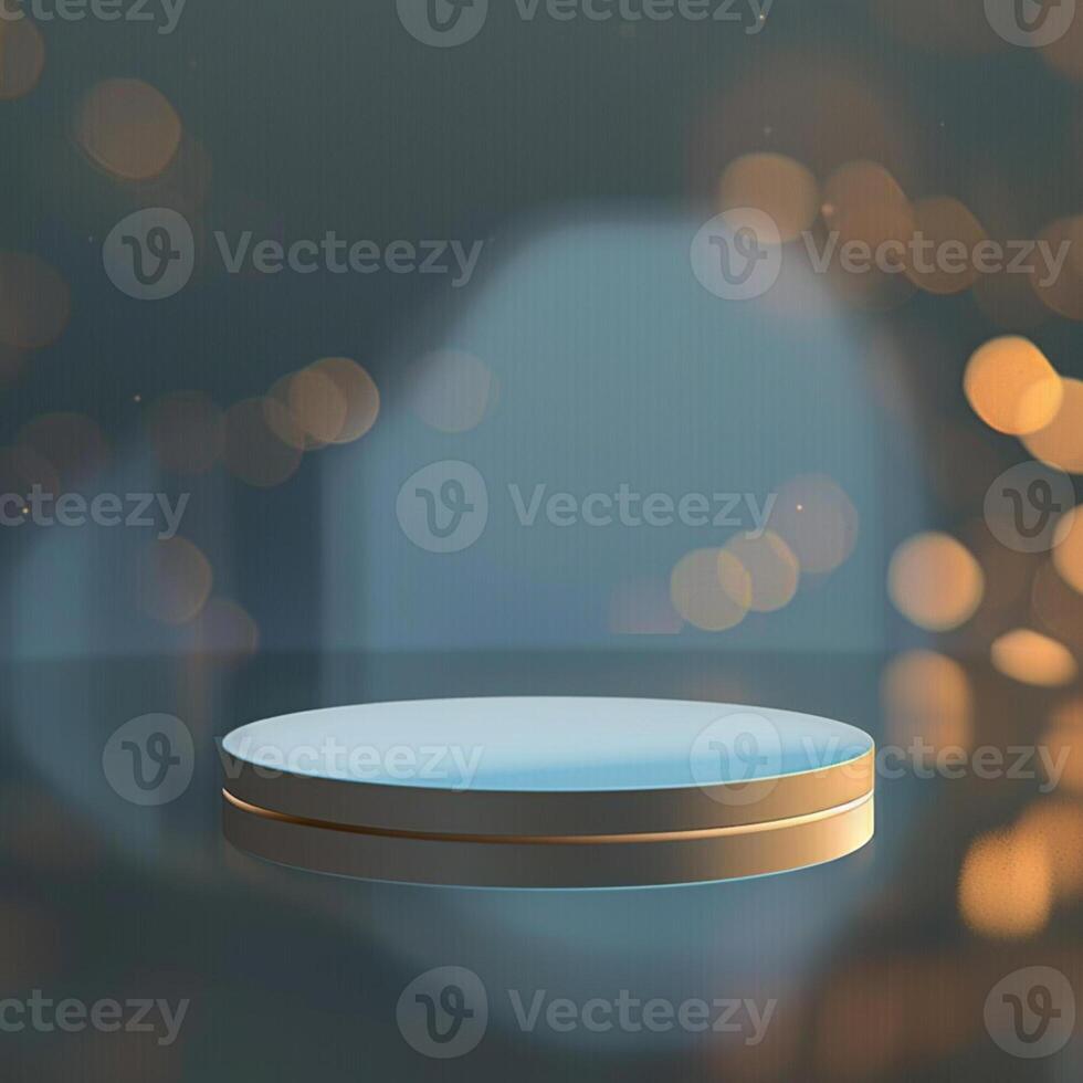 An empty round table with a light on it photo