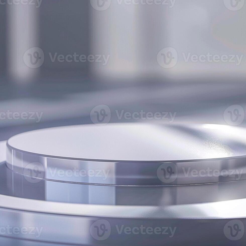 A white circular object on a table with a light photo