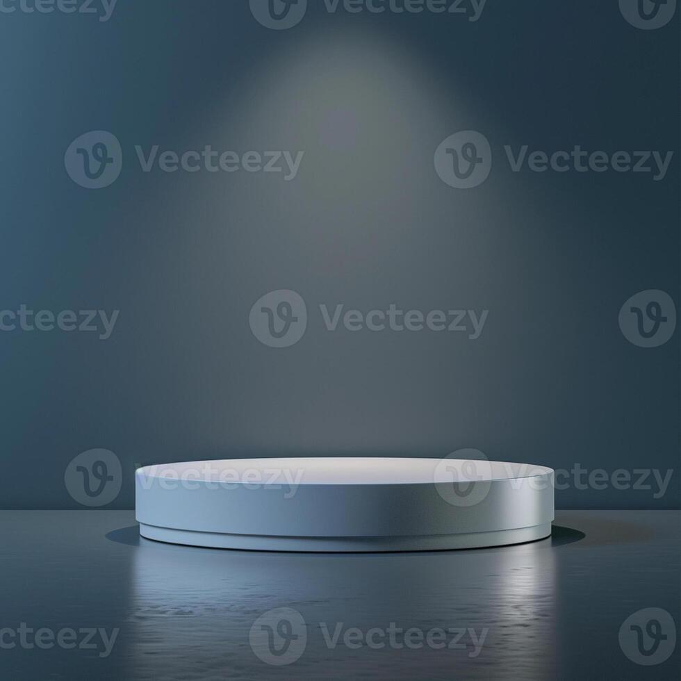 Round podium with spotlight on dark background 3d render photo