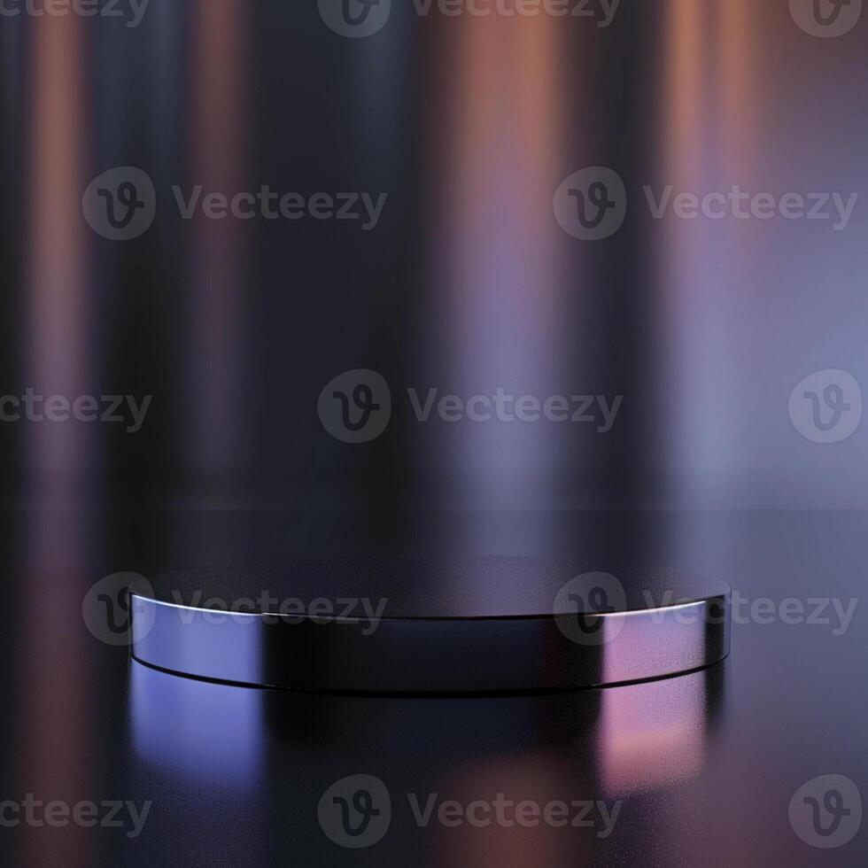 3d render of a black podium on a dark background photo