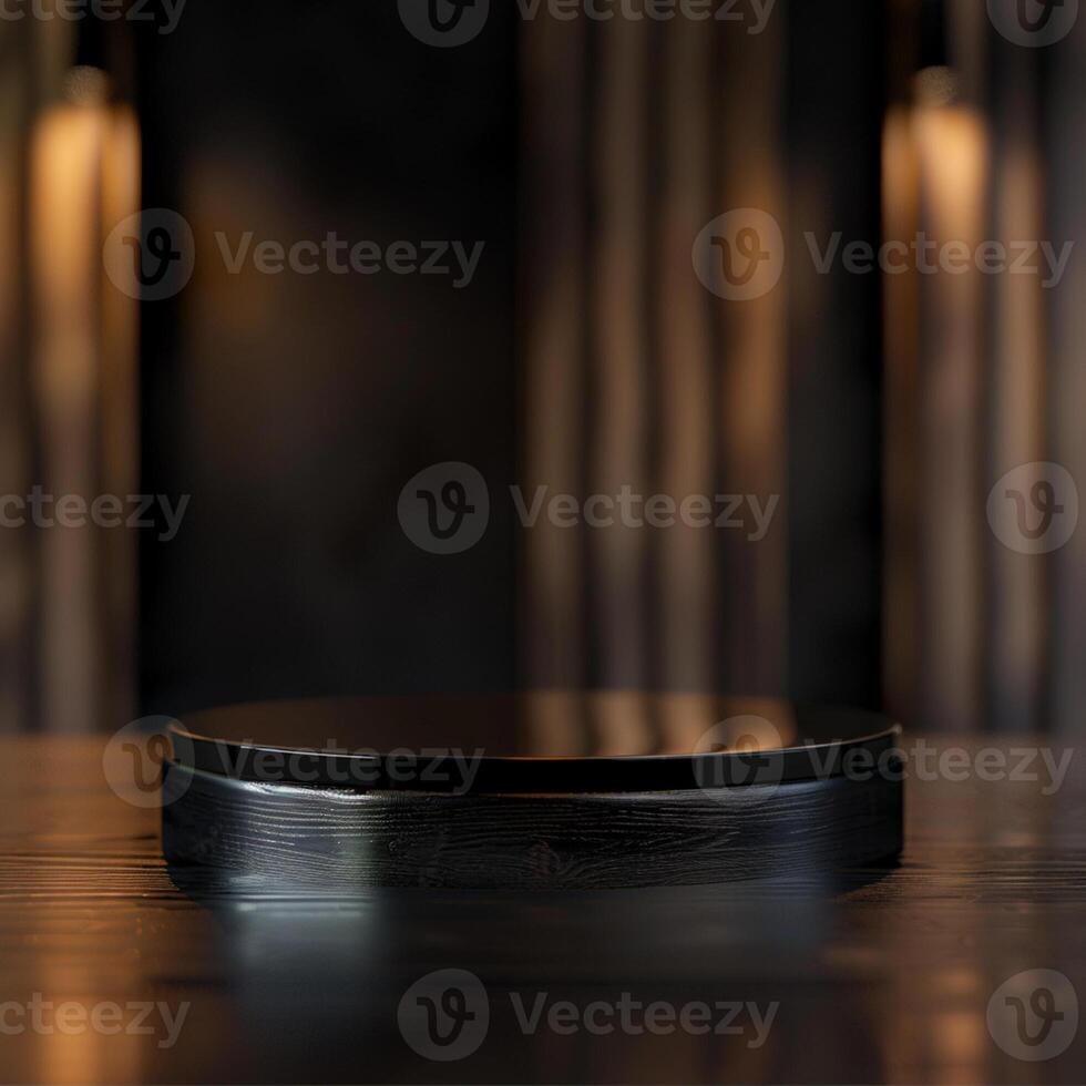 A black table with a black object on it photo