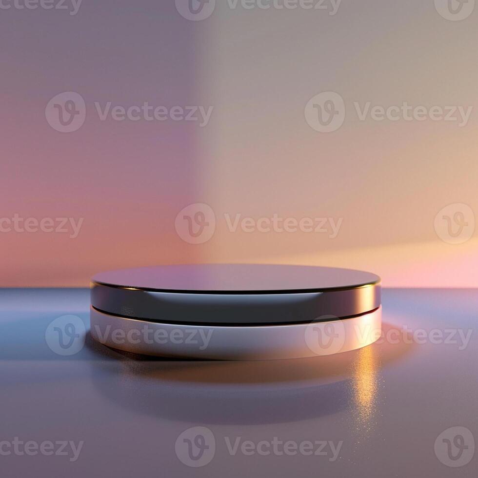 A round object on a table with a light behind it photo