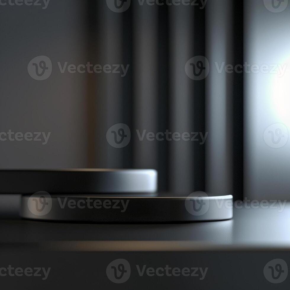 A black table with two black rings on it photo