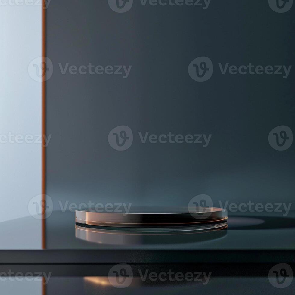 A black and white plate on a glass table photo