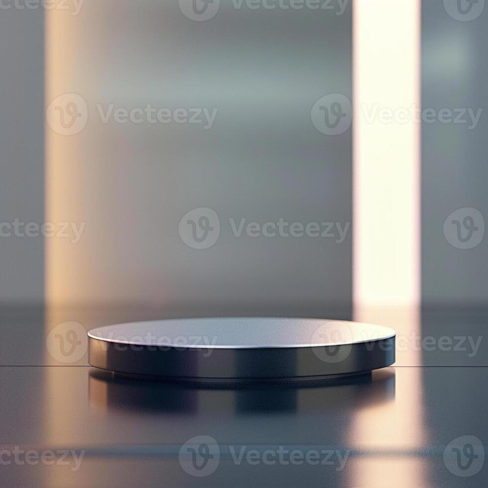 A round object on a table in front of a bright light photo