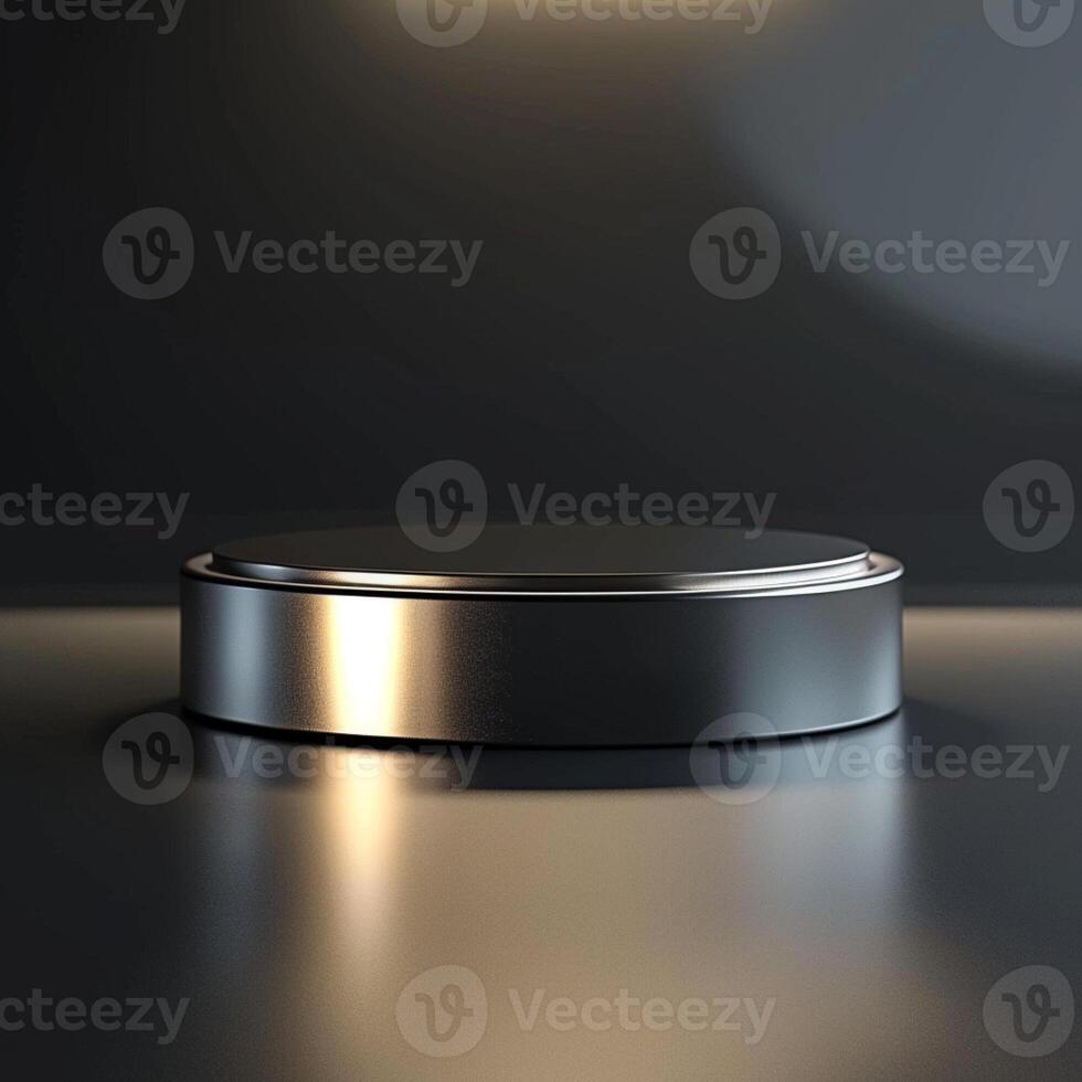 A black and silver circular object on a table photo