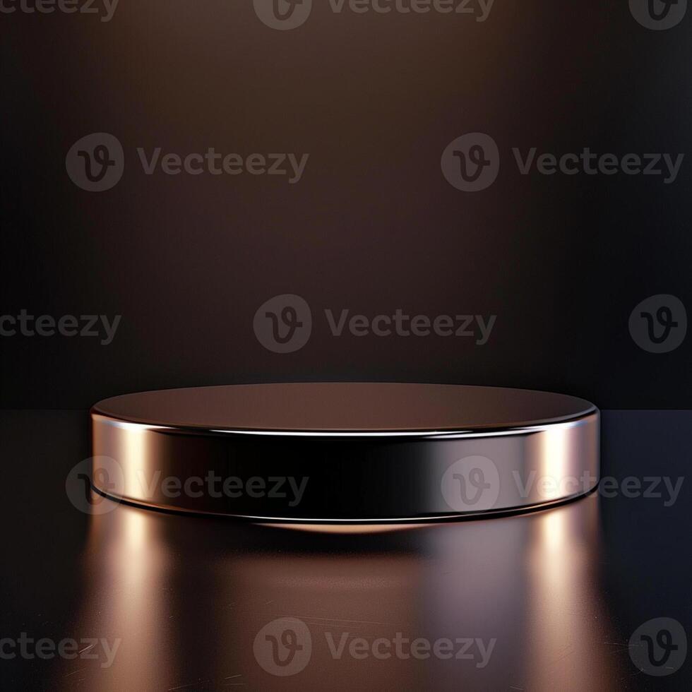 A black round table with a shiny surface photo