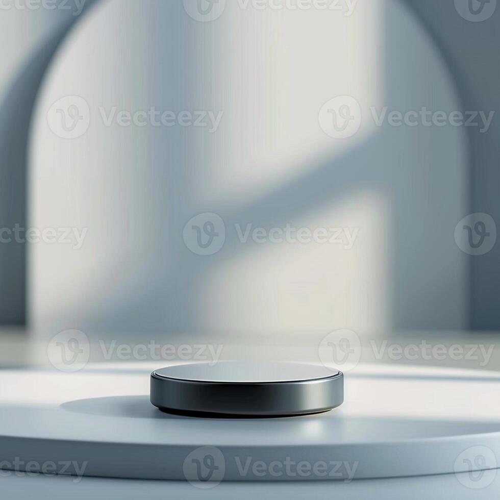 A small black object sitting on top of a white table photo