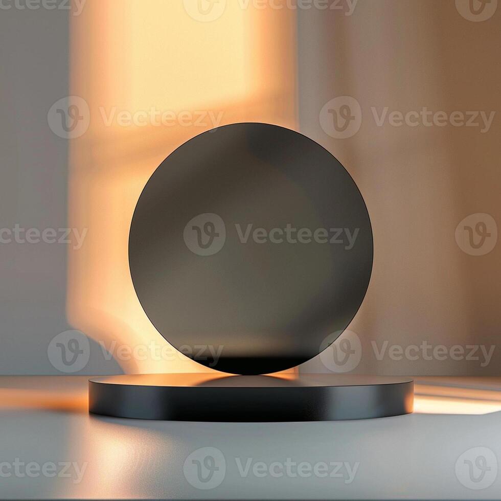 A black sphere sitting on top of a table photo