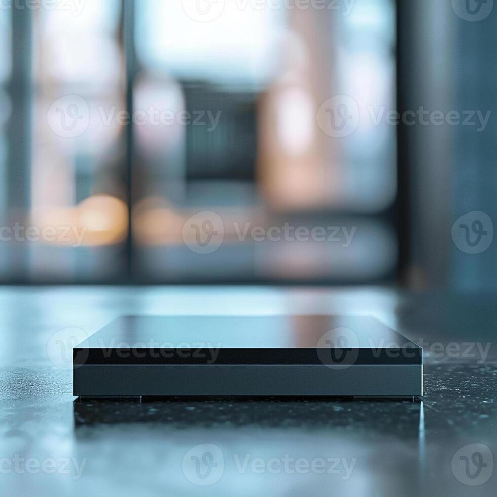 A small black box sitting on top of a table photo