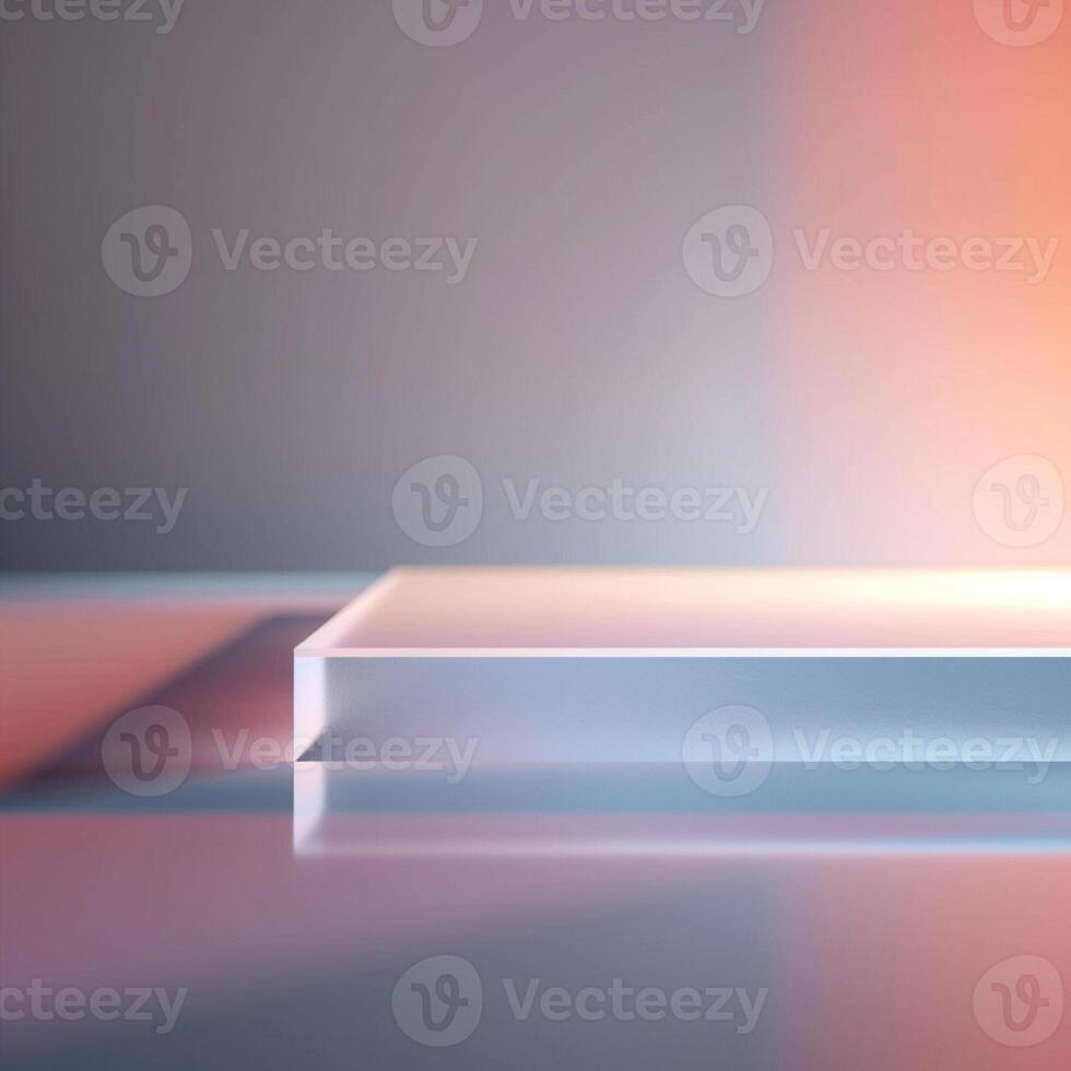 A glass table with a light shining on it photo