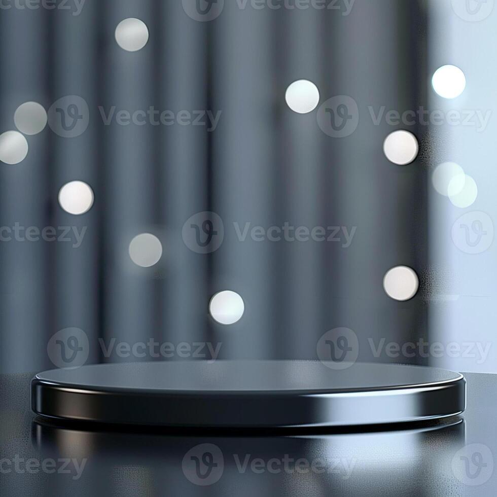 An empty black table with a light bulb on it photo
