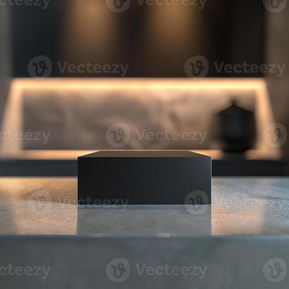 A black box sitting on a counter top photo