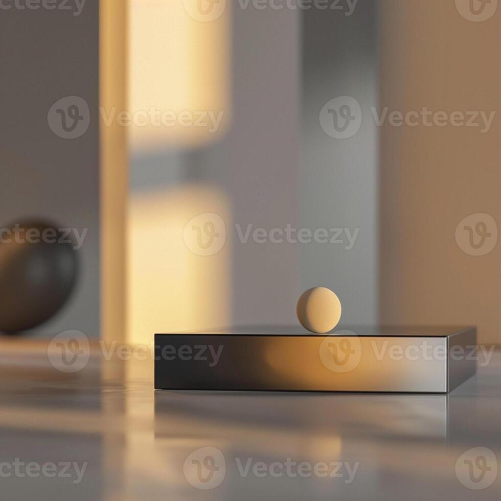 A ball on top of a box in a room photo