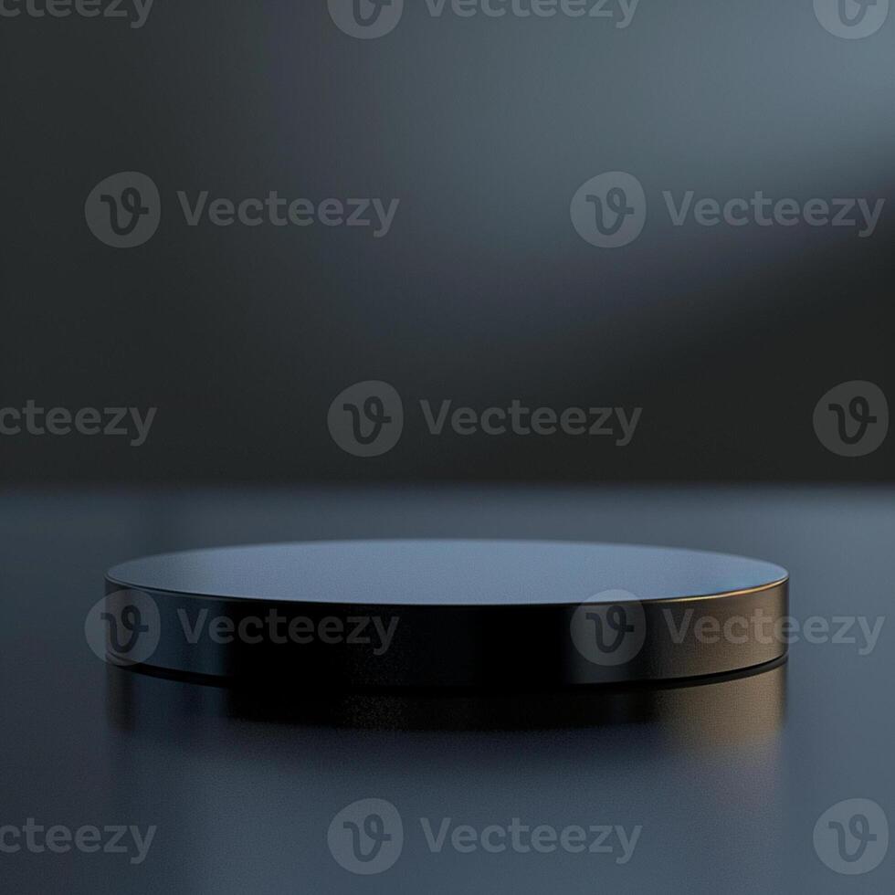 A black round table on a dark surface photo