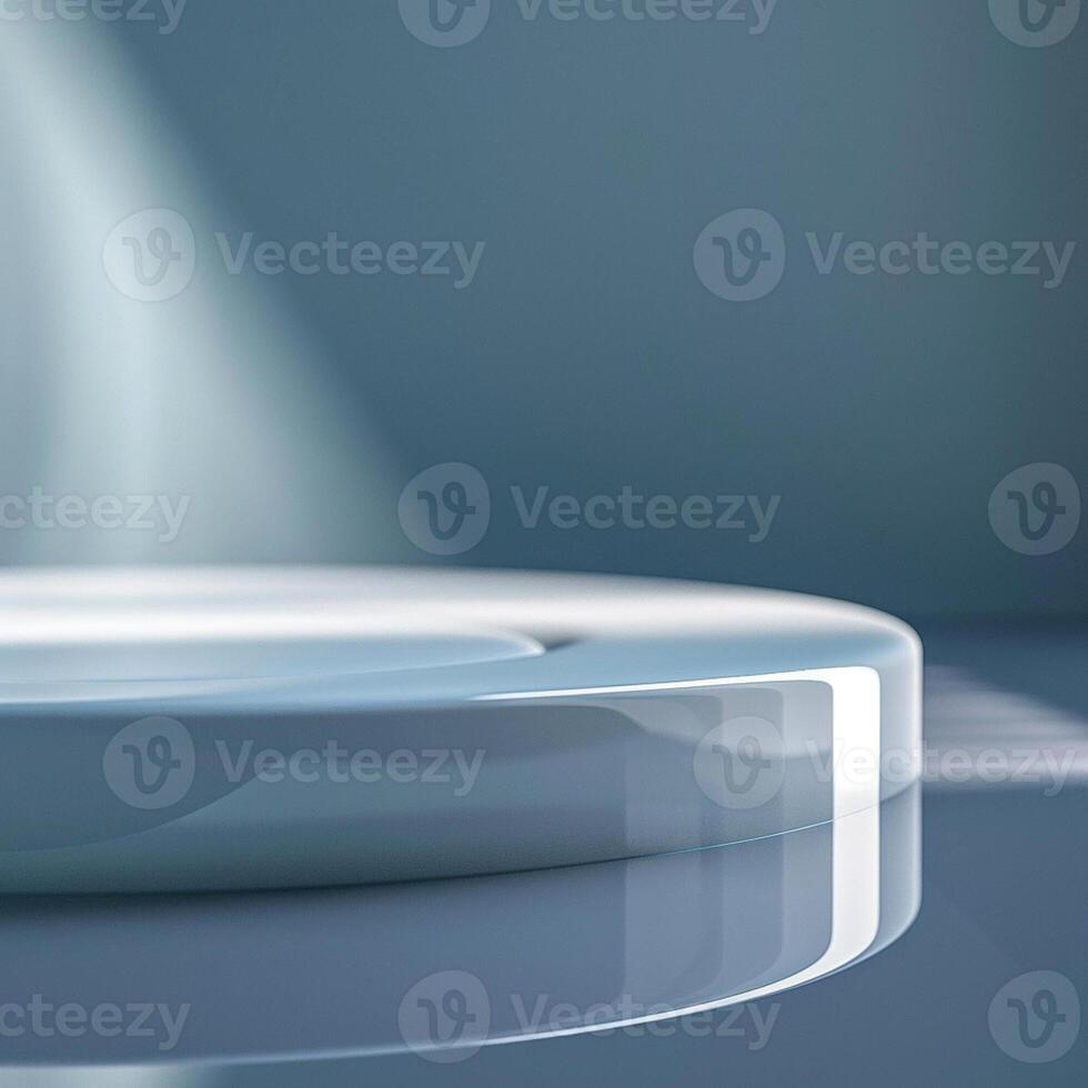 A white plate on a table with a light shining on it photo