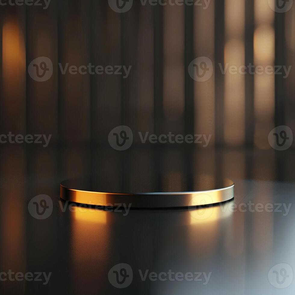 A round object on a table with a light shining on it photo