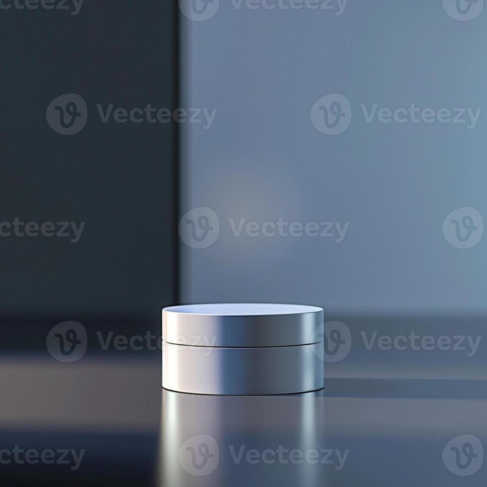A white container sitting on a table in front of a wall photo