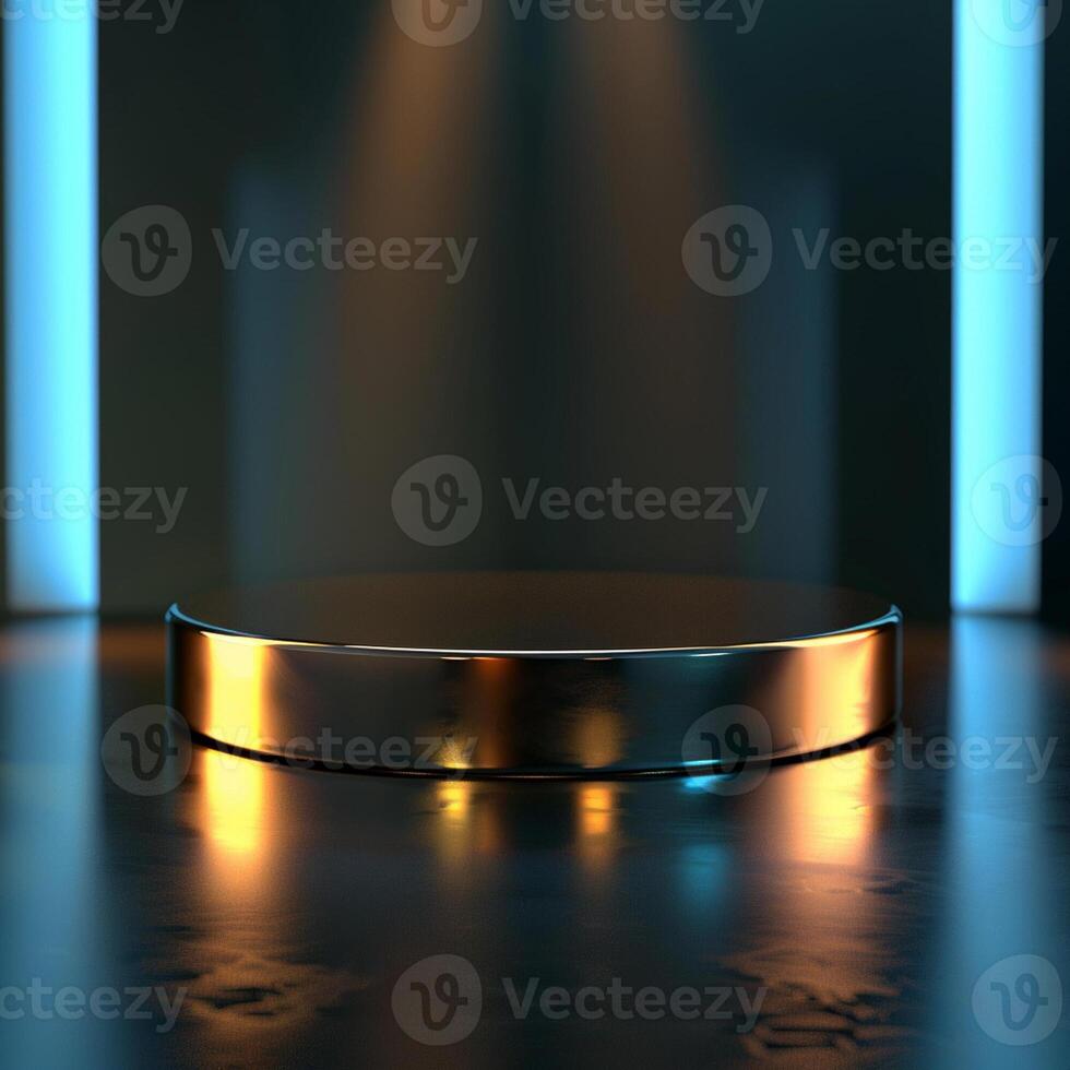 3d rendering of a podium with lights photo